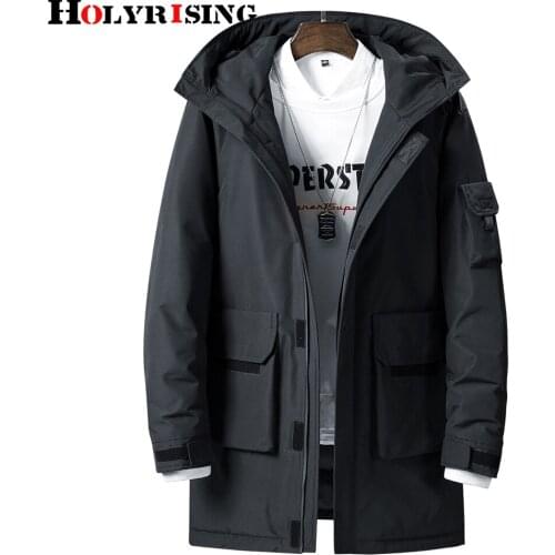 Holyrising men duck down long warm chaqueta hombre loose куртка мужская зимняя light pockets пуховик мужской зимний Hooded 19341