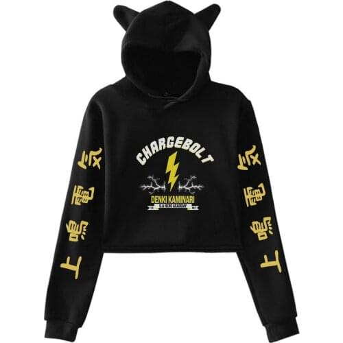 Denki Kaminari Print Hoodie My Hero Academia Cat Ear Hoodies Sweatshirt Cute Pullover Women Long Sleeve Winter Clothing Hooded