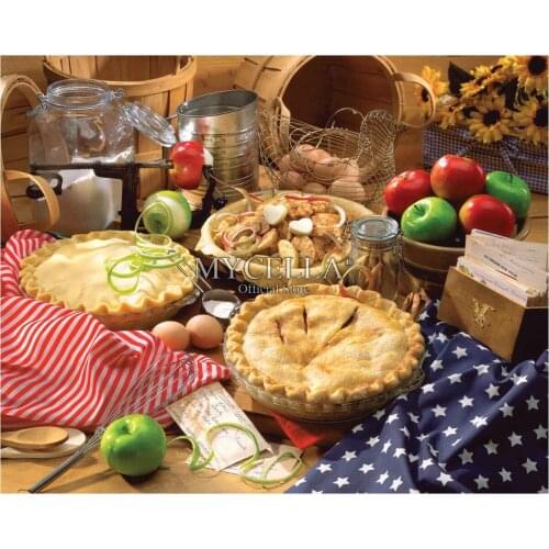Food & Drink Thanksgiving 5D Diy Diamond Painting Apple Pie Diamond Embroidery Needlework Rhinestone Mosaic Picture Home Decor