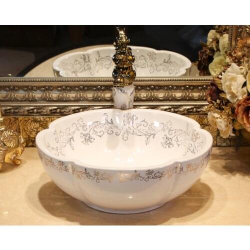 European-style Home Ceramic Counter Top Wash Basin High-quality Household Wash Basin Art Bathroom Wash Sink Ceramic Washbasin