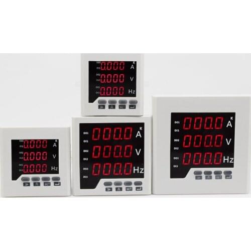 AC 0-500V , 5A ,50-60Hz A V Hz combination panel meter 1 phase voltage ampere and frequency meter