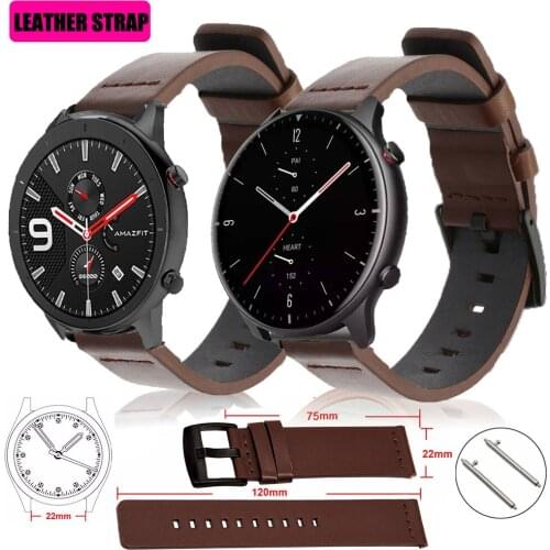 Leather Bracelet For Amazfit GTR 47mm Wrist Strap For Xiaomi Amazfit Pace/ Stratos1 2 3 / GTR2 / GTR 2e Fashion Correa Watchband