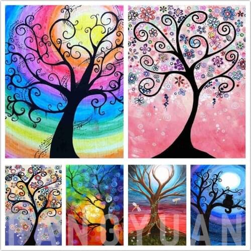 Colorful Tree Diy Diamond Painting 5D Full Square Drill Love Scenery Diamond Embroidery Mosaic Home Decoration Wall Art Poster