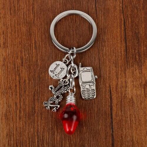 Fashion Water Drop Phone Letter 11 Pendant Keychain Colorful Jewelry Women Men Metal Key Holder Accessories Snake Keyring