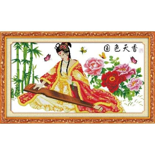 National beauty and heavenly fragrance(2)(Playing Lyre) cross stitch kit people 18ct 14ct 11ct count print canvas stitches