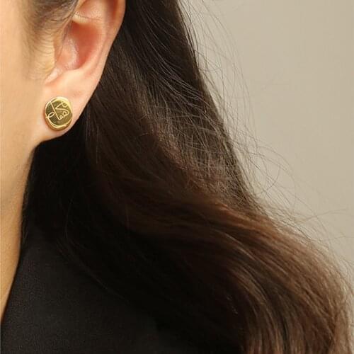 Unusual Interesting Round Witch Minimalist Abstract Art Face Advanced Earrings Girl Design Hip Hoper Jewelry Female Anime