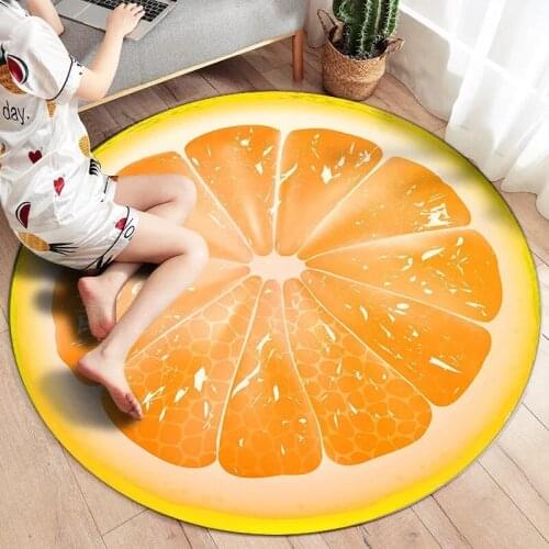 Orange Cartoon Colorful Round Carpet On The Floor For Living Room Bedroom Mat Fashion Home Decoration Non-slip Chidrens Rugs