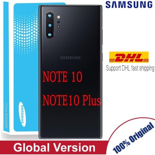Original Back Glass for SAMSUNG Galaxy Note Note 10 Plus Note10+ Battery Cover with Glue + Camera Lens Global version