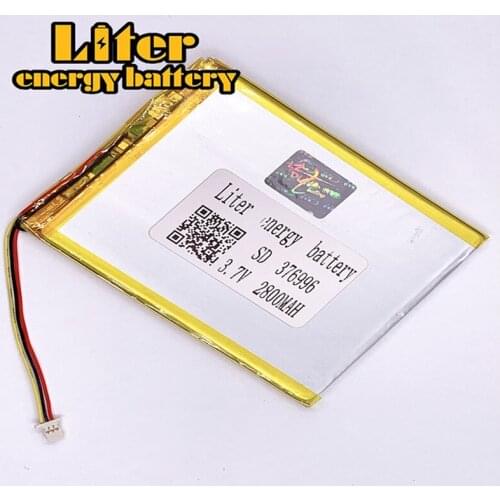 1.0MM 3pin connector 376996 2800mah 3.7V flat rechargeable pure 3.7v lipo battery lithium Tablet PC Battery