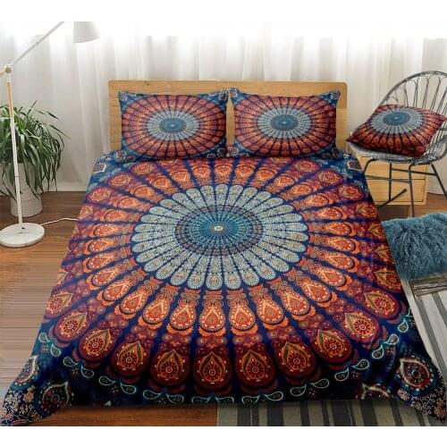 Fanaijia Boho comforter Bedding Sets Mandala Duvet Cover and Pillowcase Bohemian Bed Set Twin Queen King Bed Size