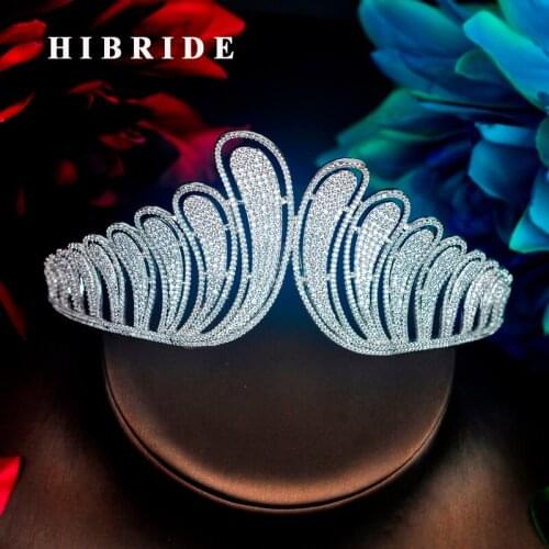 HIBRIDE Luxury Headband Head Crown Princess Jewelry Big Fashion Tiaras Wedding Party Jewelry Wholesale Price C-84