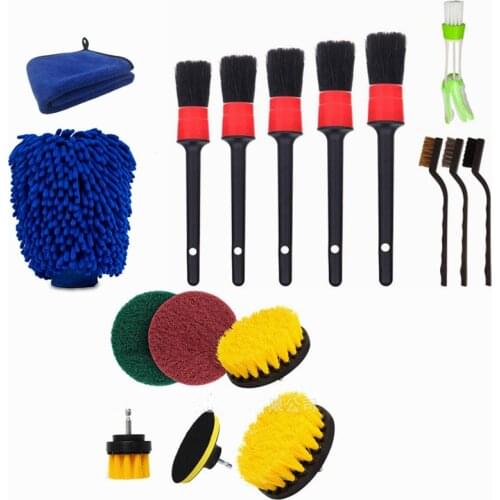 Car Cleaning Brushes Power Scrubber Drill Brush For Car Leather Air Vents Rim Cleaning Dirt Dust Clean Tools DetailingBrush Set