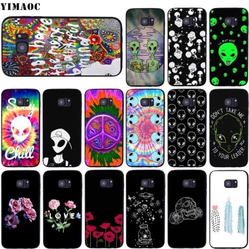 YIMAOC Trippy Tie Dye Peace Alien Soft Silicone Case for Samsung Galaxy S6 S7 Edge S8 S9 Plus A3 A5 A6 Note 8 9