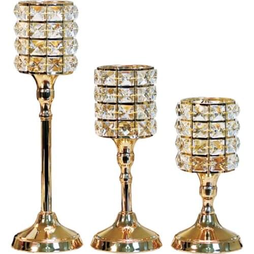 Modern crystal Candle Holder Shabbat wedding gold romantic large Centros De Mesa Para Boda wedding Table Centerpieces LLC109