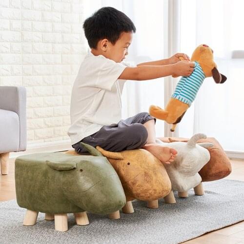 Cloth Solid Wood Stool Creative Cute Small Bench Household Solid Wood Shoes Stool Low Stepping Stool Sheep Stool Kids Stool