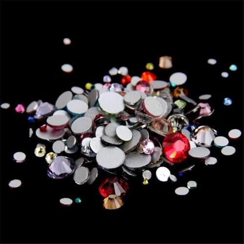 Loose 1000PCS/Lot SS4-SS30 Random Mix Sizes Flatback Crystal Rhinestones DIY Non Hotfix Crystal Stones Nail Arts Decoration