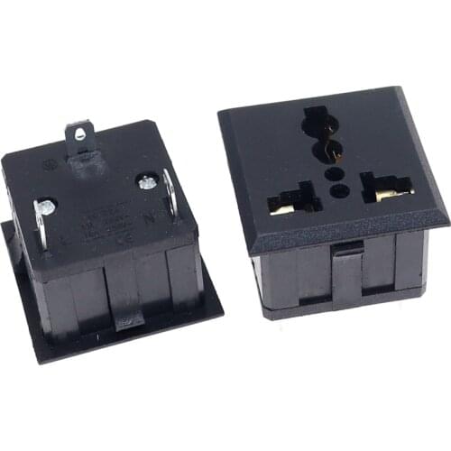 AC Universal Europe EU US UK AU Panel Mount Power Socket Outlet 13A 250V Receptacle Black/White