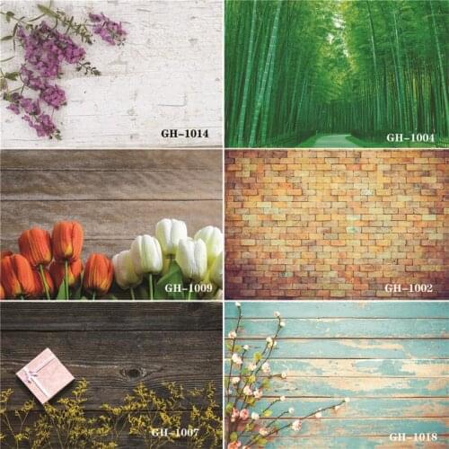 Vinyl Custom Photography Backdrops Prop Flower and Wooden Planks Theme Photography Background #0036