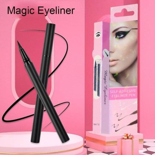 3 Colors Magic Self-adhesive Liquid Eyeliner Pen Waterproof Long Lasting Makeup Natural Fashion Exquisite Sweat Proof Eyeliner