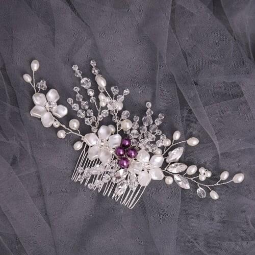 White Flower Bride Hair Comb Hairpins Clips Beaded Hair Jewelry Headpieces Pearl Side Combs Bridal Wedding Hair Accessories