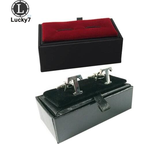 Wholesale High Quality Black Faux Leather Small Cufflinks Box 40pcs/lot 8x4x3cm Size Classical Fashion Gift Boxes For Men