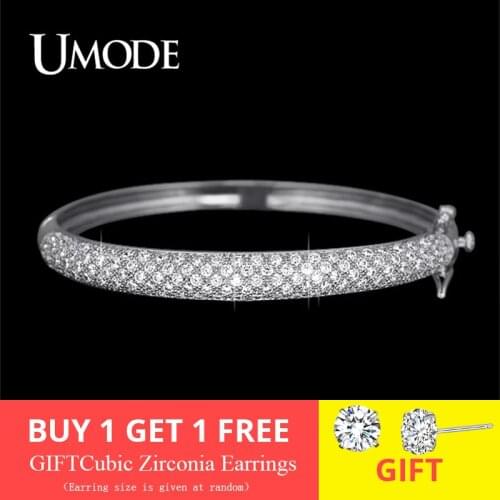 UMODE NEWS Luxurious Party Jewelry 3 Color 129 Pcs 0.03ct CZ Simulated Cubic Zirco Stone Pave Bangle Bracelets for Women UB0039C