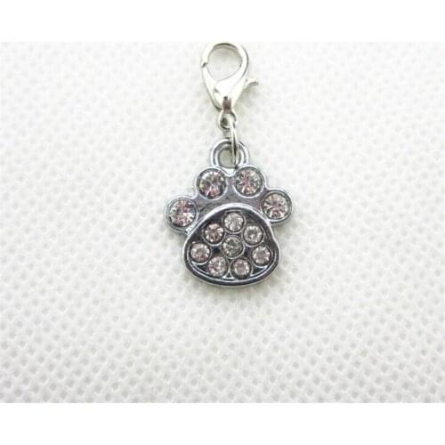 20pcs Crystal Footprint Dog Paw Dangle Charms Lobster Clasp Charms Diy Jewelry Accessory For Bracelets Floating Hanging Charms