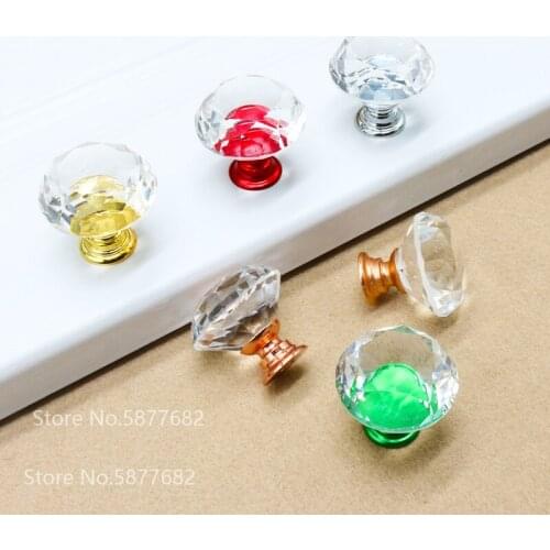 20/30/40mm Diamond Shape Crystal Glass Knobs and Handles Dresser Drawer Knobs Kitchen Cabinet Handles Furniture Handle Hardware