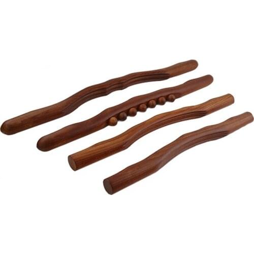 4Pcs Scraping Stick Wood Back Shoulder Neck Waist Leg Massage Tools Burner Meridian Brush Slim Cellulite Massager Rod