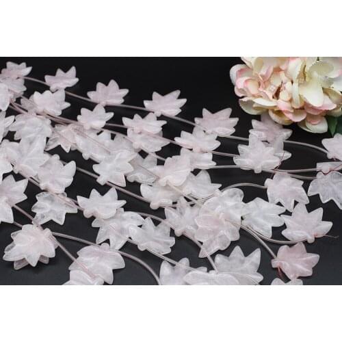 43x42mm Natural Pretty Natural Rose Quartzs Leaves Shape Gems Beads For DIY necklace bracelet jewelry make 15 "free delivery