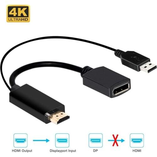 HDMI to DisplayPort Converter Adapter with USB Power Compliant with VESA Dual-Mode DisplayPort 1.2 HDMI 1.4 and HDCP