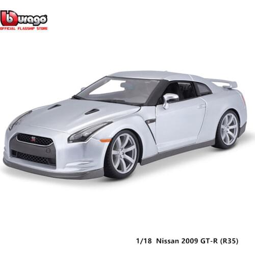 Bburago 1:18 Scale 2009 Nissan GT-R R35 Alloy Luxury Vehicle Diecast Pull Back Cars Model Toy Collection Gift