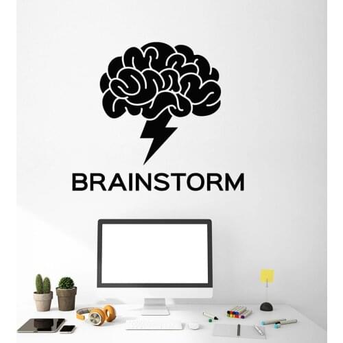 Brainstorm Wall Decal Teamwork Business Work Word Office Room Decor Vinyl Window Glass Sticker Art Creative Lightning Mural M050