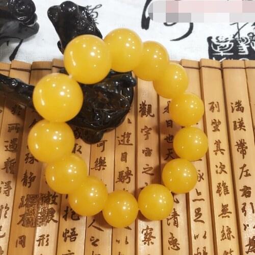 Natural yellow jade beads bracelet handcarved jade bangle real jade bracelets natural jade stone for women men 16mm