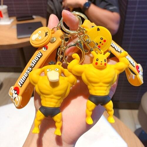 Pokemon Keychain Pikachu Keyring Psyduck Bulbasaur Pokémon Keychains Anime Action Figure Bag Pendant Cartoon Kawaii Kid Toy Gift