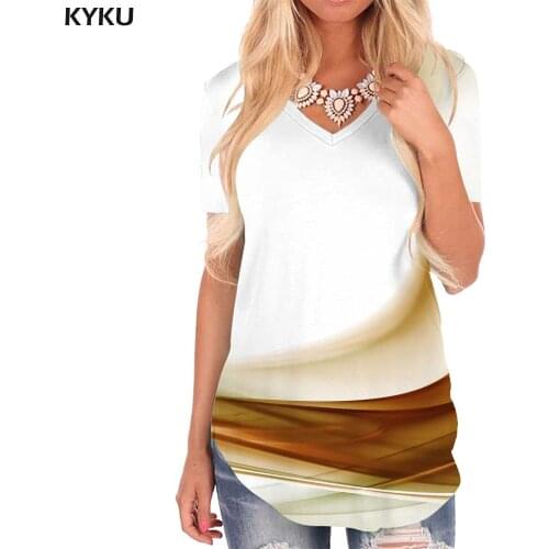 KYKU Dots T Shirt Women Black And White V-neck Tshirt Harajuku Funny T shirts Womens Clothing Fashion Cool New High Quality