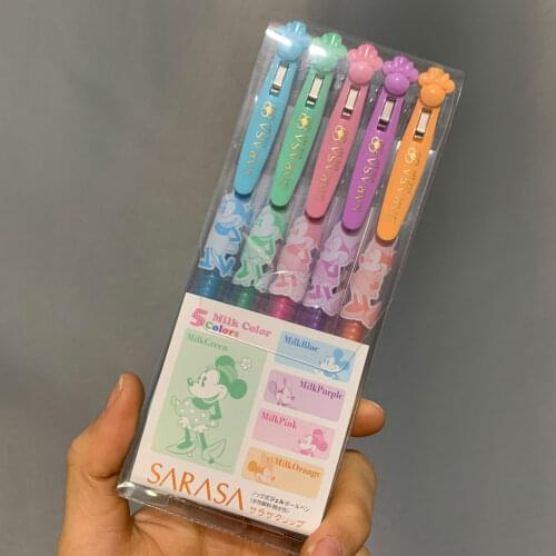 1set Japan Tokyo limited ZEBRA SARASA Gel Pen Minnie Milk Color 5color 0.5mm cartoon pens stationery pink school supplies