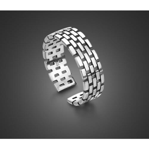 Vintage Width 6.5MM Ring 100% 925 Sterling Silver Fashion Punk Adjustable index finger Ring Student Trend Jewelry Gift