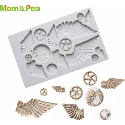 Mom&Pea GX323 Mechanical Wings Shaped Silicone Mold Cake Decoration Fondant Cake 3D Mold Food Grade