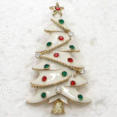 12pcs/lot Fashion Brooch Crystal Rhinestone Enamel Christmas Tree Pin brooches Christmas gift C102129