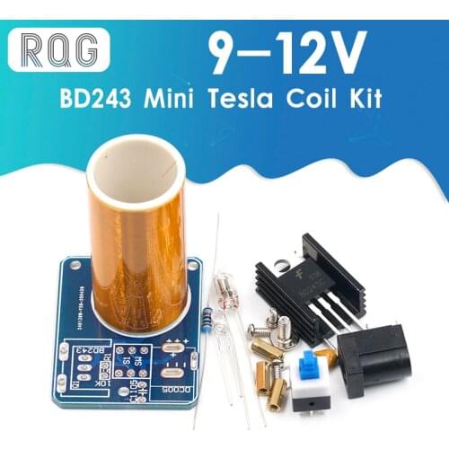 BD243 Mini Tesla Coil Kit Magic Props DIY Parts Empty Lights Technology Diy Electronics BD243C
