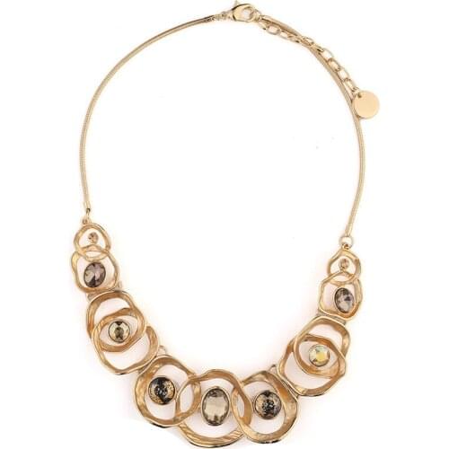 Undulation Irregular Circle Chunky Necklace Crystal Pierced Winter Sweater Chain Necklaces For Women Punk Accessories