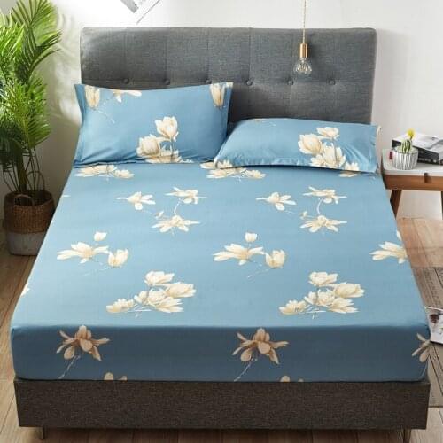 New Product cotton Printed Fitted Sheet Mattress Cover Four Corners With Elastic Band Bed Sheet(no pillowcases) Dropshipping T
