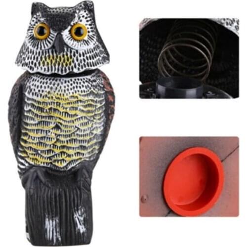 New Realistic Bird Scarer Rotating Head Sound Owl Prowler Decoy Protection Repellent Pest Control Scarecrow Gardening Decor
