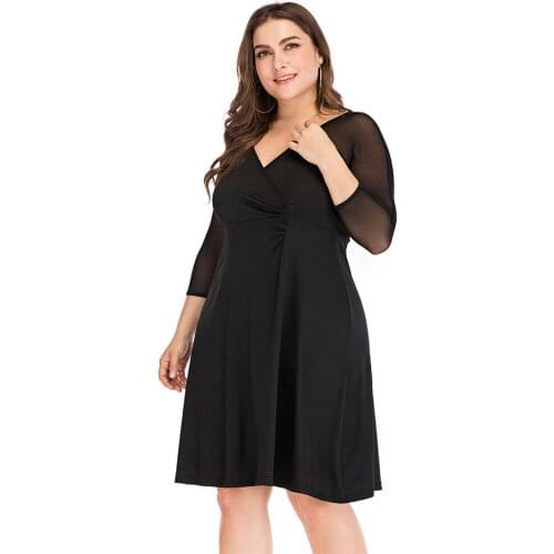 Mesh See Through V-neck Dress for Woman Sexy Summer Clothing Ladies Elegant Party Special Occasion Wear Plus Size 4XL 5XL