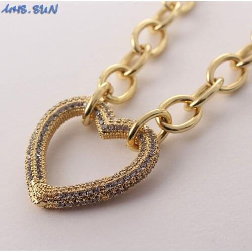 MHS.SUN Luxury AAA Zircon Heart Necklace Bracelet Fashion Women/Girls Vintage Chunky Chain Jewelry Set Party Accessories New