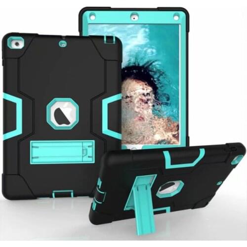 50pcs/lot Silica gel+PC Armor Shockproof Cases Cover For 2017 2018 Apple New iPad 9.7 inch,Heavy Duty Hard Cover Full Body Prot