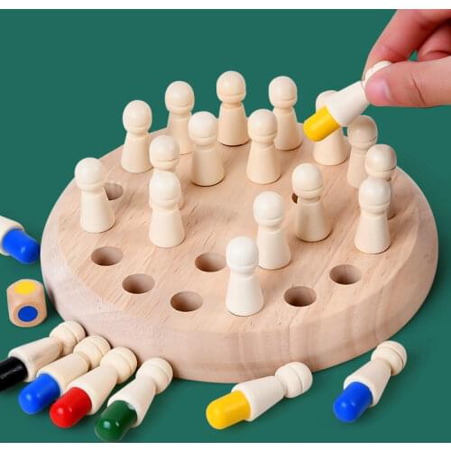 Memory Chess Game Developing Compete Learning Homeschool Supplies Educational Classic Children Montessori Wooden Toys Baby Gift