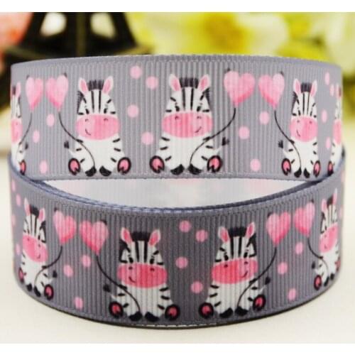 22mm 25mm 38mm 75mm Zebra Cartoon printed Grosgrain Ribbon party decoration 10 Yards X-03412