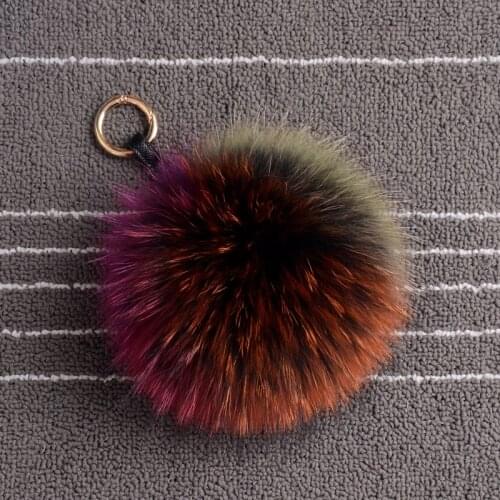 Luxury Purse Bag Charms Raccoon Cute Big Fluffy Furball Keychain PomPom Keyring Jewelry Accessories Women Personalised Gift
